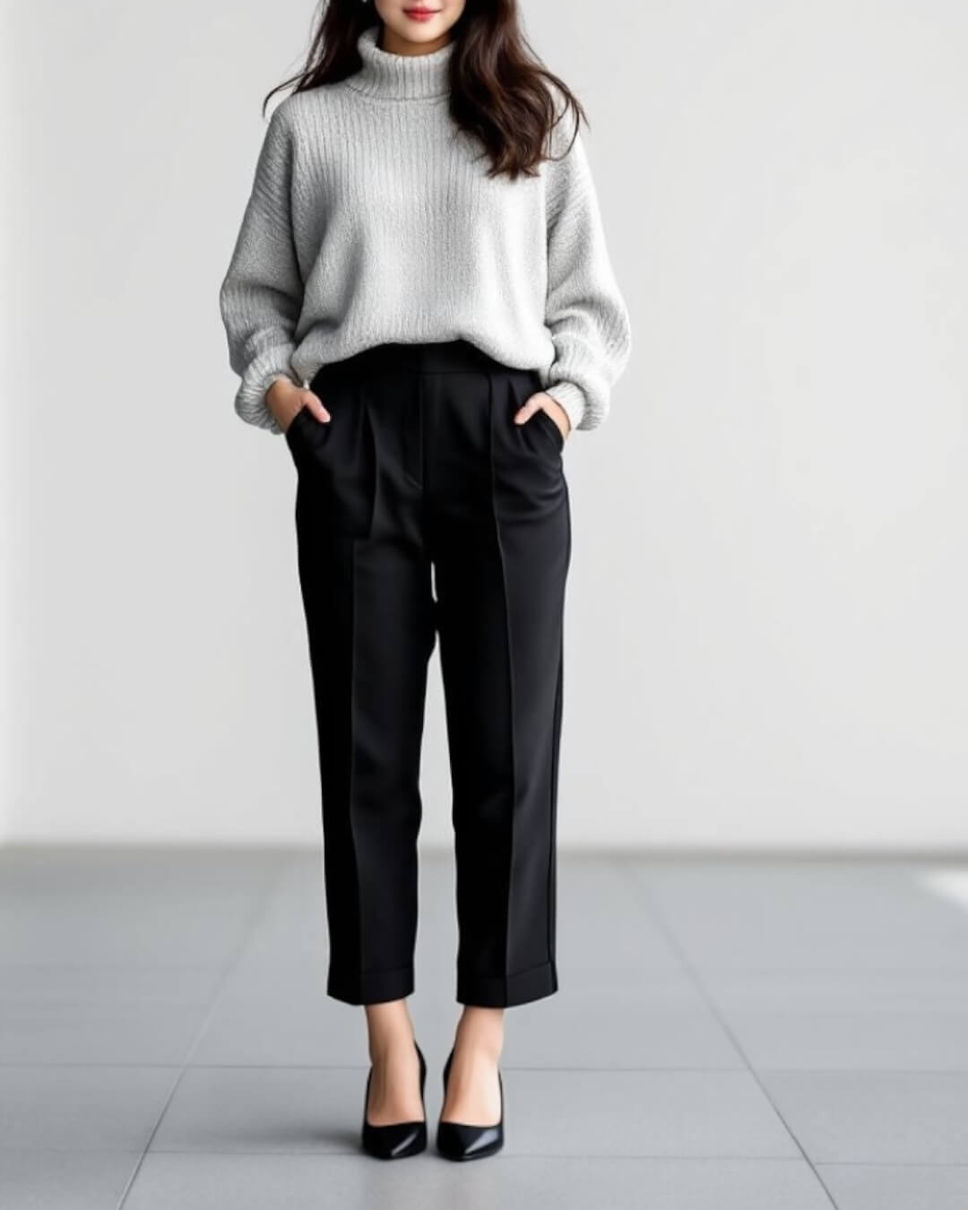 petite fashion tips that make you look taller monochrome outfit