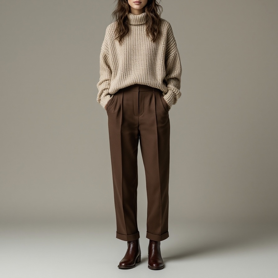 Casual business outfit in beige and brown