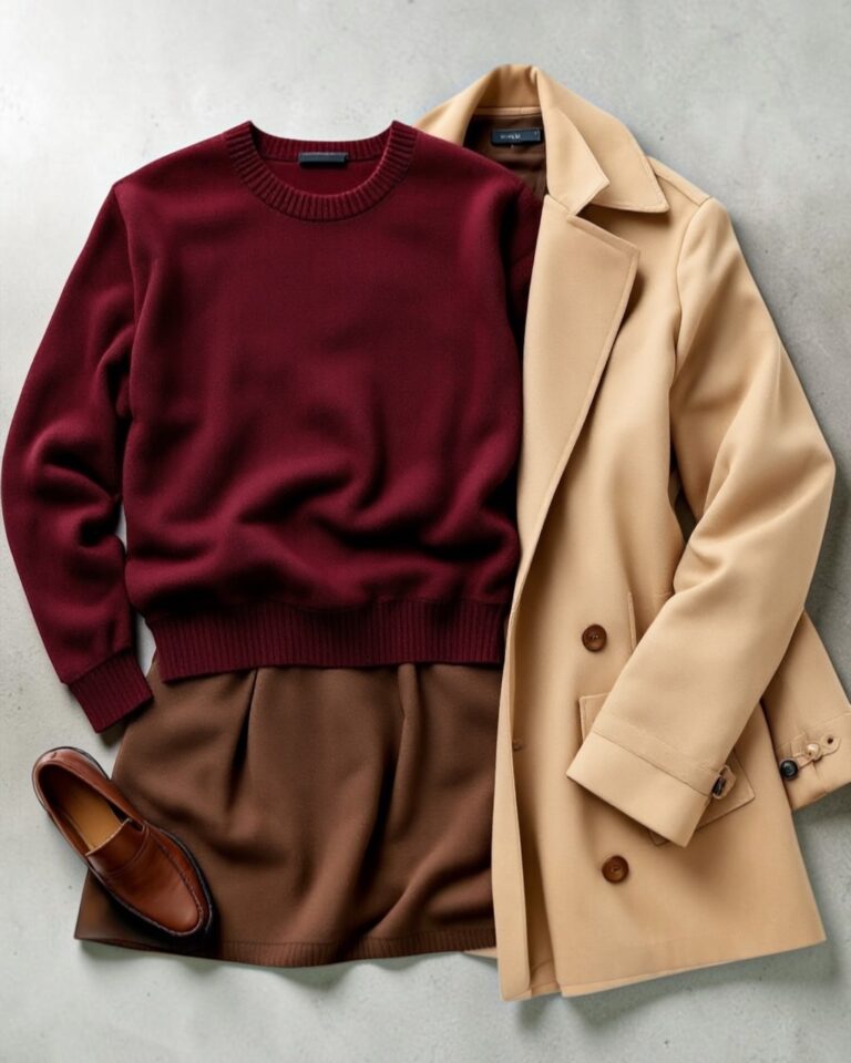 Classic feminine fall wardrobe in neutral colors